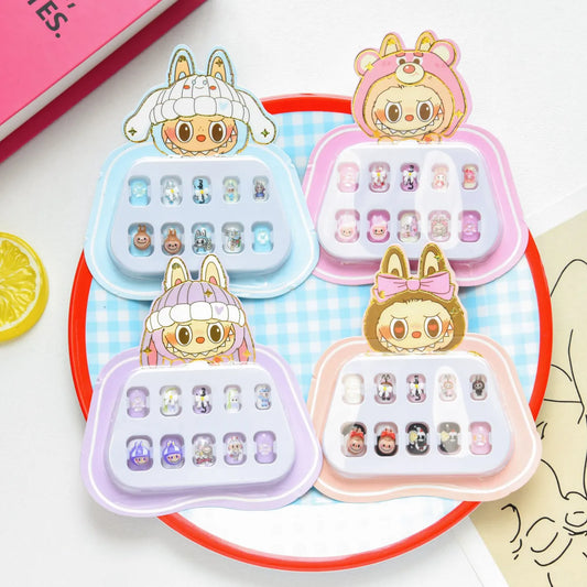 NailZagreb Mini Labubu Kawaii Press On Nails Set for Kids