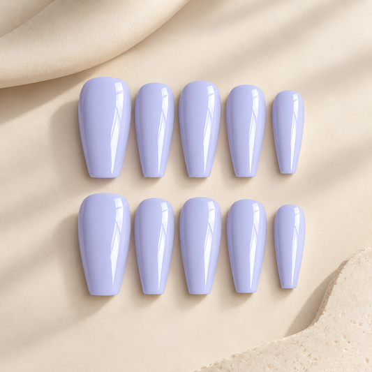 NailZagreb Pastel Lavender Coffin Press On Nails for Soft Minimal Everyday Style