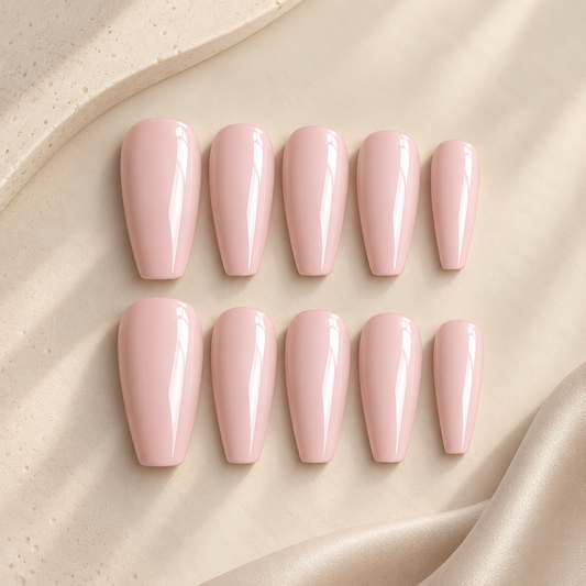 NailZagreb Soft Blush Pink Coffin Press On Nails for Clean Girl Everyday Style