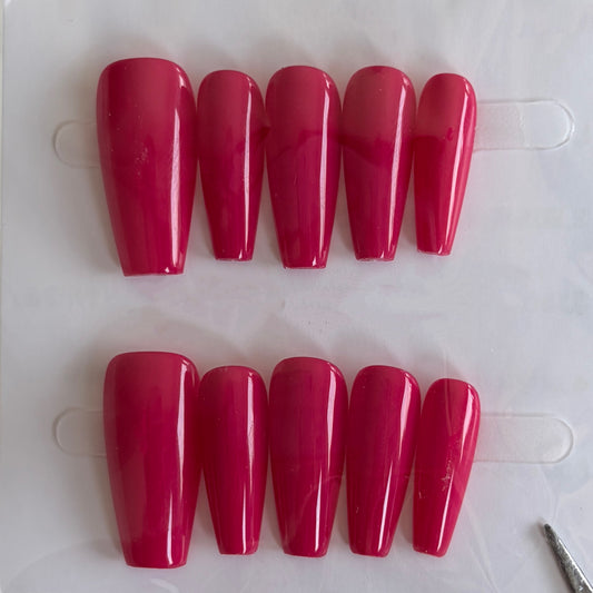 NailZagreb Hot Pink Coffin Press On Nails for Bold Everyday Glam Style