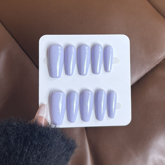 NailZagreb Pastel Lavender Coffin Press On Nails for Soft Minimal Everyday Style