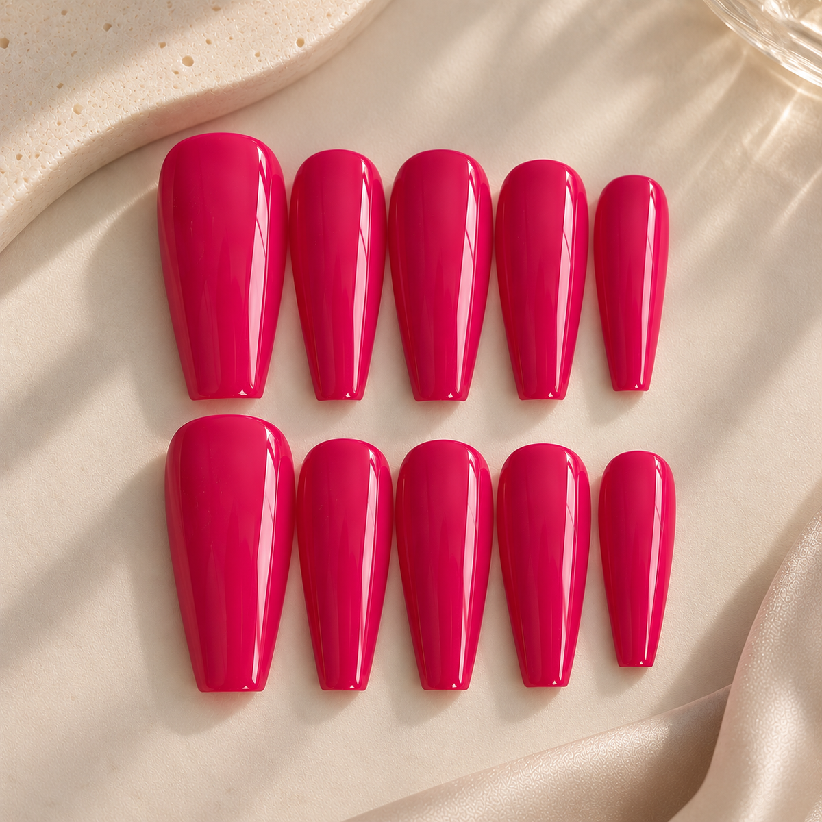 NailZagreb Hot Pink Coffin Press On Nails for Bold Everyday Glam Style
