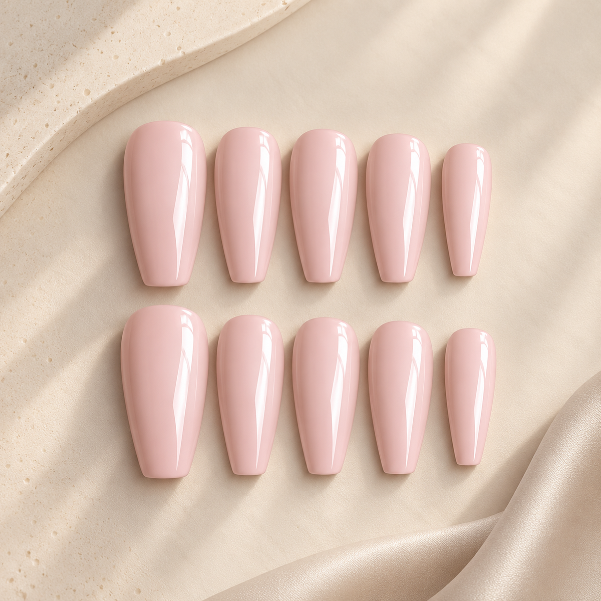 NailZagreb Soft Blush Pink Coffin Press On Nails for Clean Girl Everyday Style