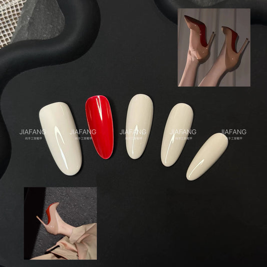 NailZagreb Burgundy French Tip Almond Press On Nails for Everyday Elegant Style
