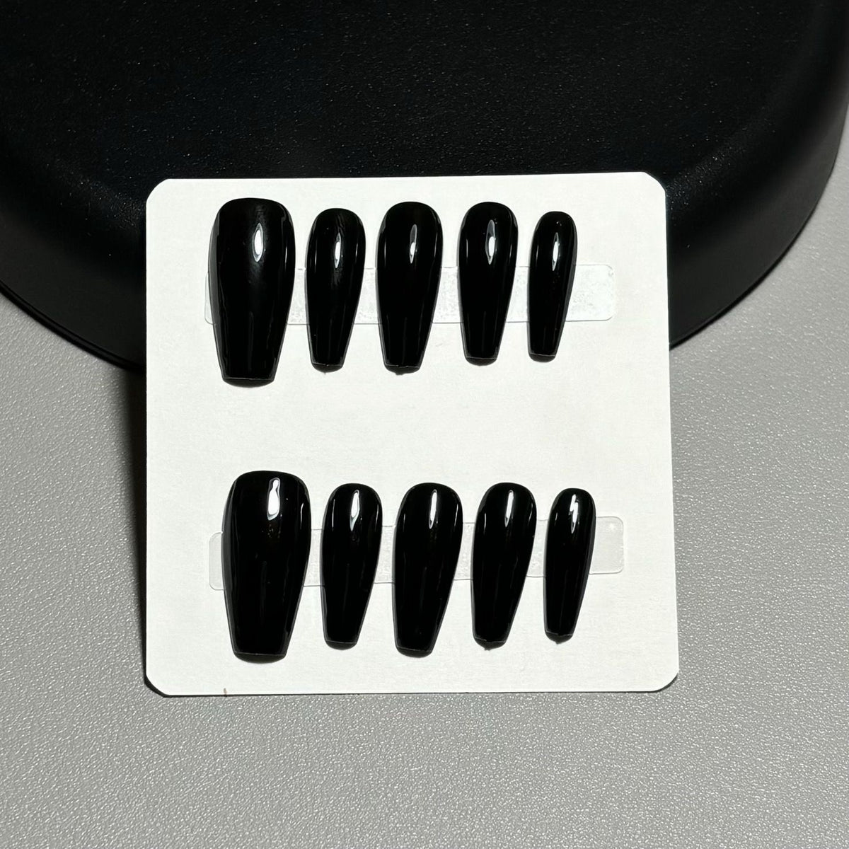 NailZagreb Glossy Black Coffin Press On Nails for Bold Minimal Chic Style