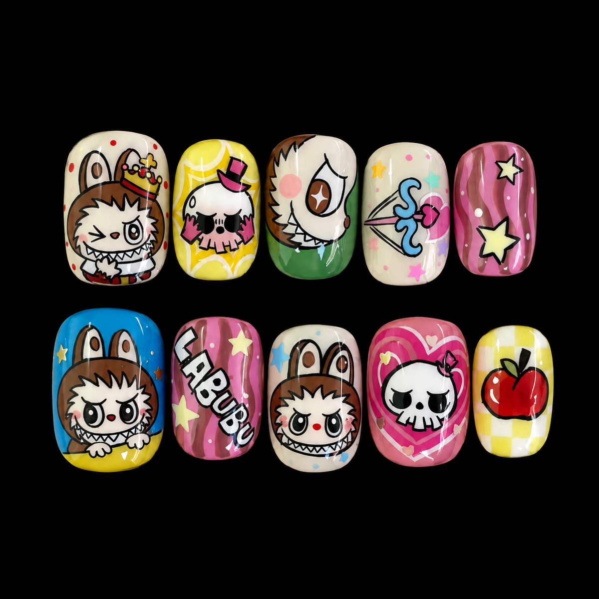 NailZagreb Y2K Pop Cartoon Press On Nails with Retro Street Art Design