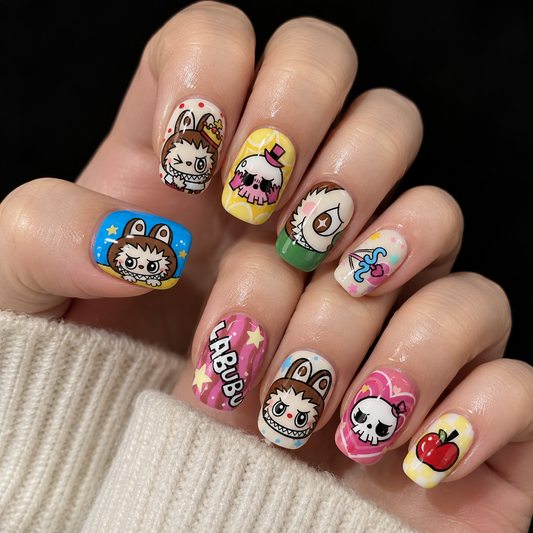 NailZagreb Y2K Pop Cartoon Press On Nails with Retro Street Art Design